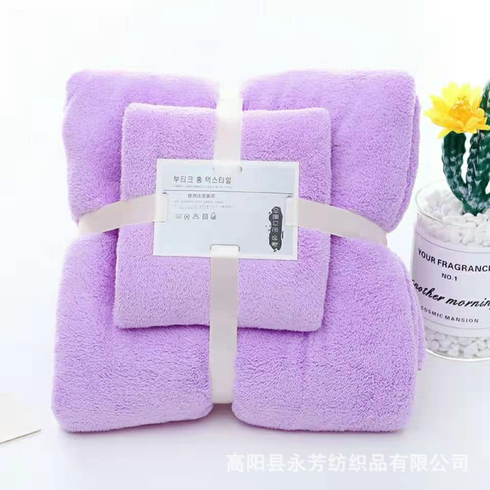 SET 2 KHĂN TẮM, KHĂN MẶT COTTON MỀM MỊN