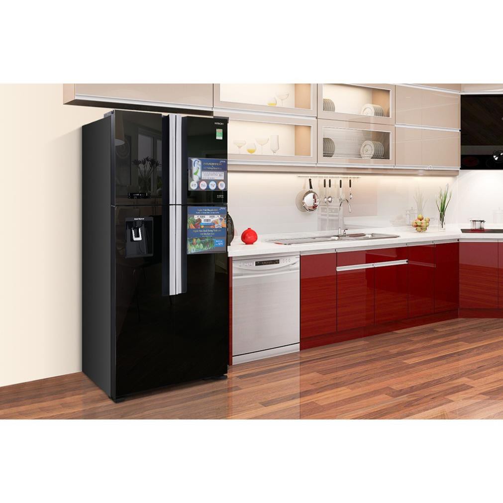 [ VẬN CHUYỂN MIỄN PHÍ KHU VỰC HÀ NỘI ]  Tủ lạnh Hitachi 4 cánh màu đen đá tự động R-FW690PGV7X(GBK)