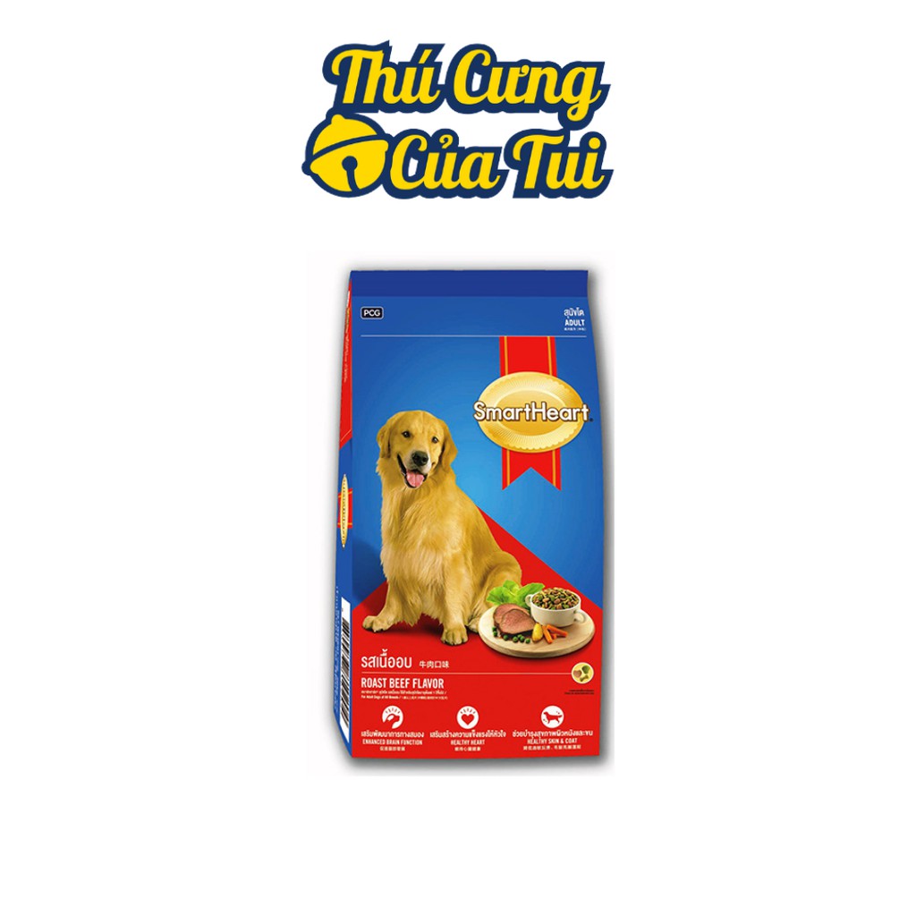 Combo 5 Gói Thức Ăn Cho Chó Lớn Hạt Khô SmartHeart Vị Thịt Bò Nướng 400gr - Thú Cưng Của Tui