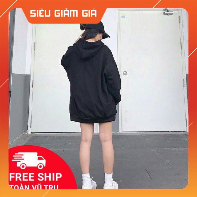 Áo hoodie trơn basic trắng đen Unisex