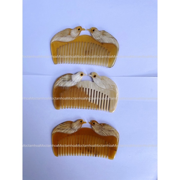 Lược Sừng Mỹ Nghệ Hình Đôi Chim Uyên Ương Giúp Mái Tóc Bóng Mượt Tự Nhiên Hàng Xuất Khẩu