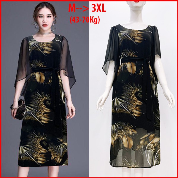 BIGSIZE - ĐẦM SUÔNG TUỔI TRUNG NIÊN NHIỀU SIZE KIỂU ĐẦM DỰ TIỆC TRUNG NIÊN IN HOA NHỎ - ĐẦM TRUNG NIÊN 3304
