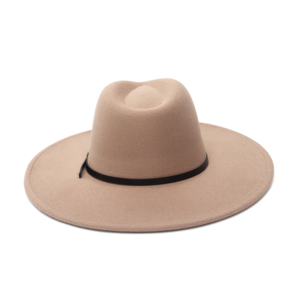 Mũ fedora rộng vành 9.5cm màu trơn phối dây phong cách jazz Anh quốc cổ điển cho nam và nữ