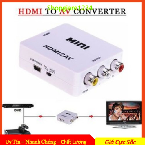 [Mã ELHACE giảm 4% đơn 300K] Bộ chuyển đổi HDMI sang AV. Hộp chuyển AV sang HDMI