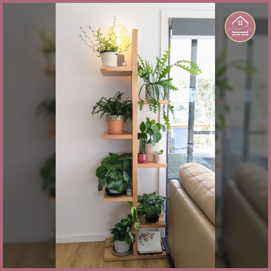 Kệ Gỗ Đứng Trang Trí, Kệ Để Cây Ban Công, Decor Góc Phòng Khách Bằng Gỗ Thông