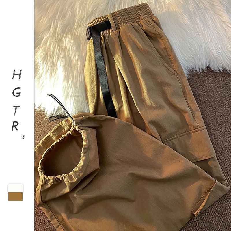 Quần Baggy Dài Ống Đứng Có Dây Đeo Mắt Cá Chân Phong Cách Nhật Bản Cá Tính Cho Nam