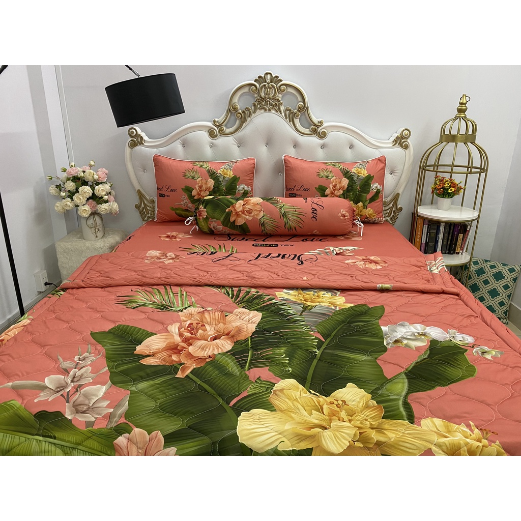 Bộ Drap mền + áo gối  thun Ý 5D Cao Cấp , mát lạnh, thấm hút tốt.