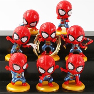 Set 8 người nhện chibi đỏ nhỏ - Phụ kiện trang trí bánh sinh nhật