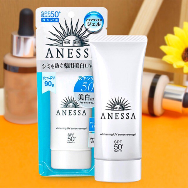 Bộ đôi Kem chống nắng dưỡng trắng Anessa Whitening UV Sunscreen Gel 90g + Anessa Perfect UV Sunscreen Skincare Spray 60g