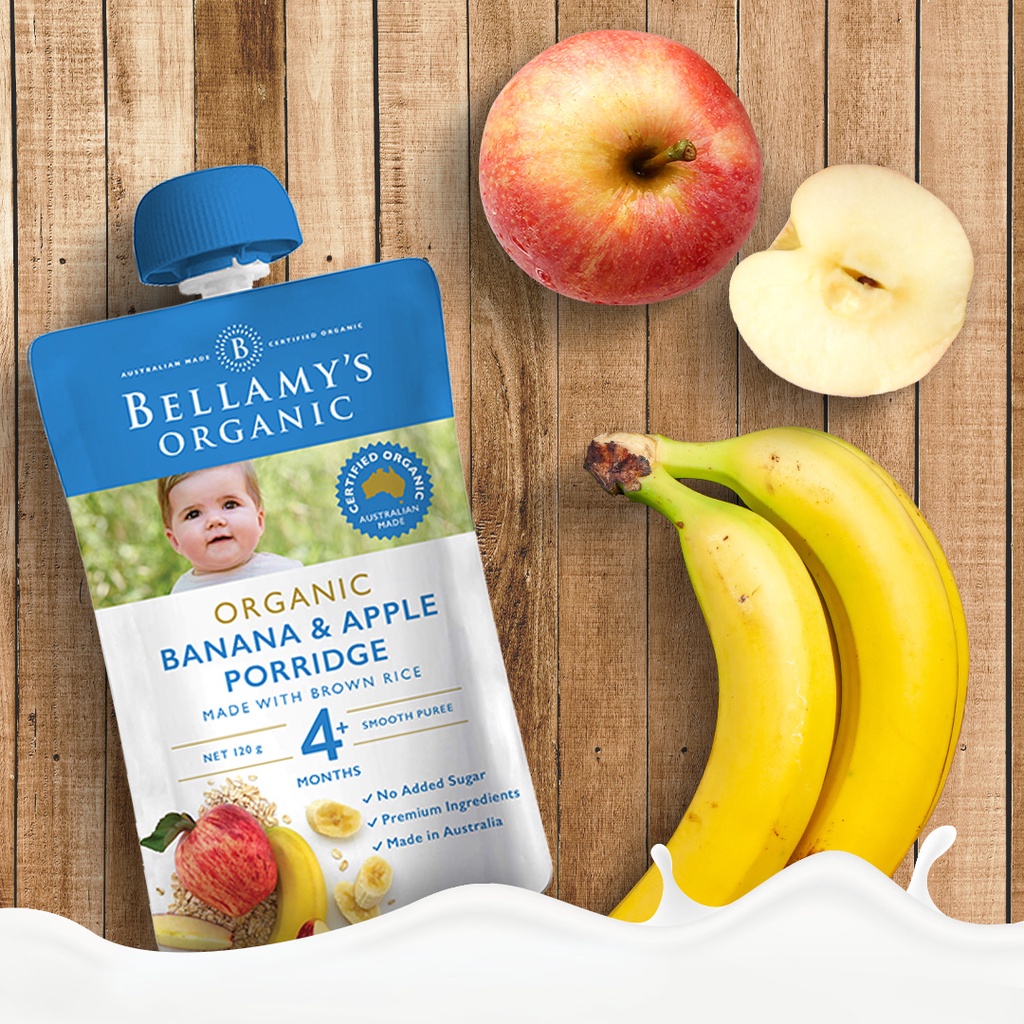 Hỗn Hợp Chuối, Táo, Yến Mạch Hữu Cơ Xay Nhuyễn Bellamy's Organic