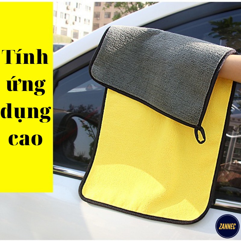 Khăn lau ô tô 2 mặt, kích thước 30 x 60 cm, chất liệu bông thấm hút nước tốt. Nội thất ô tô Zannec