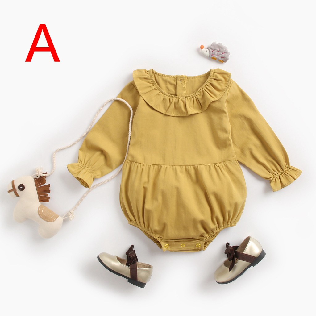 Áo liền quần Sanlutoz tay dài bằng cotton phong cách công chúa cho bé gái (3 màu)