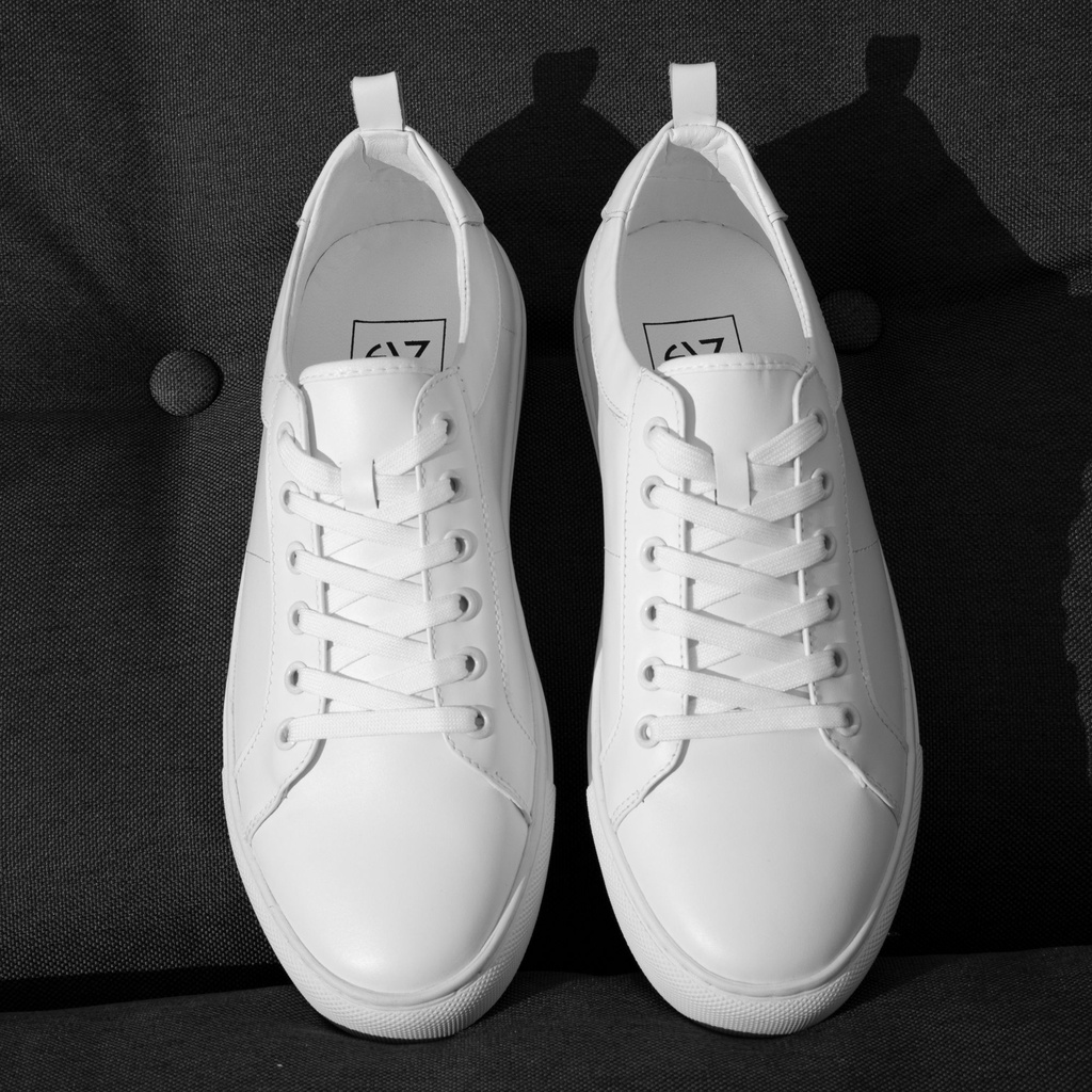 Giày thể thao trắng da bò Pure White Sneaker August chính hãng bảo hành 12 tháng