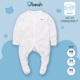Bodysuit dài tay liền tất Obeah cho trẻ sơ sinh, bộ sơ sinh chất liệu petit mềm mại kháng khuẩn