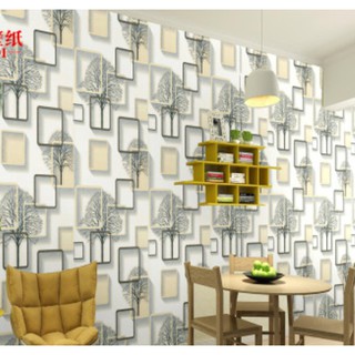 Decal giấy dán tường ô cây vàng (khổ rộng 0.45m)