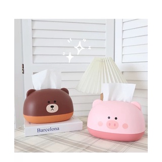Hộp đựng khăn giấy để bàn pig & bear dễ thương
