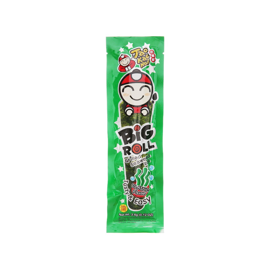 Snack Rong Biển Nướng Giòn Cậu Chủ TaoKaeNoi Big Roll Vị Truyền Thống (Hộp 12 gói-xanh)