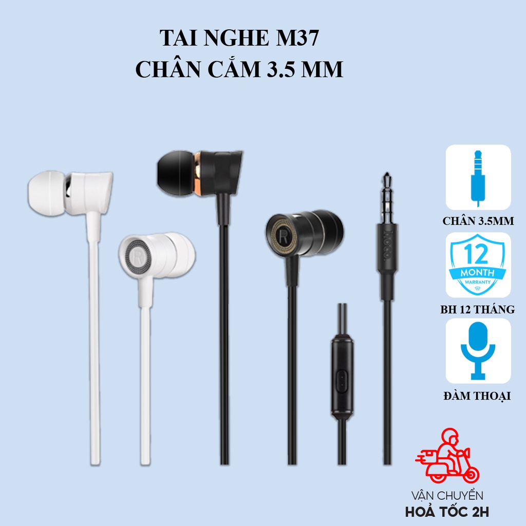 Tai nghe IP 6 Hoco M37 chân 3,5mm dây dài 1.2 mét tương thích 5,5S,6,6S,6 Plus, 6S Plus, Android