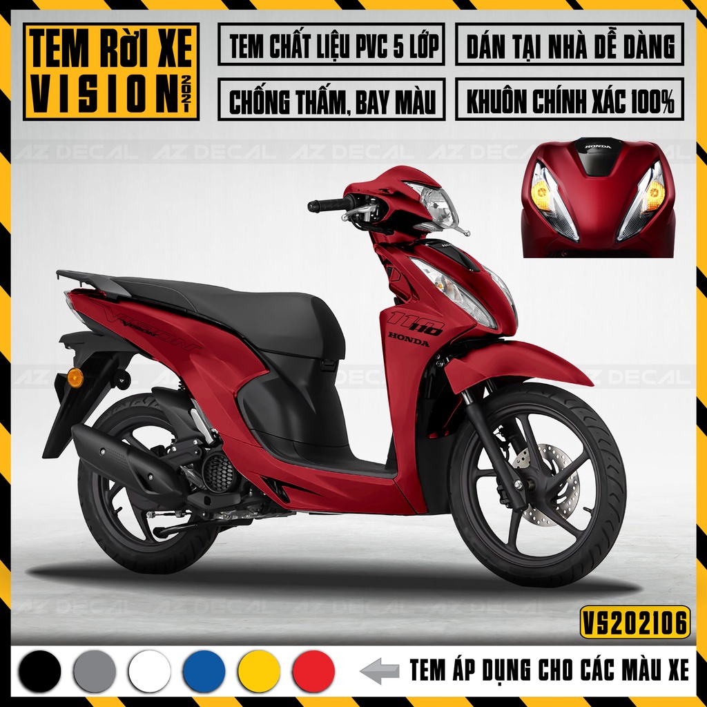 Decal Chế Xe Vision 2015-2021 Mẫu Tem Chữ | VS06 | Tem Rời PVC Cao Cấp Chống Nước, Dán Đơn Giản