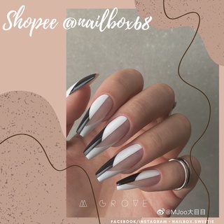 Nailbox - móng úp thiết kế - vẽ nét french đen trắng