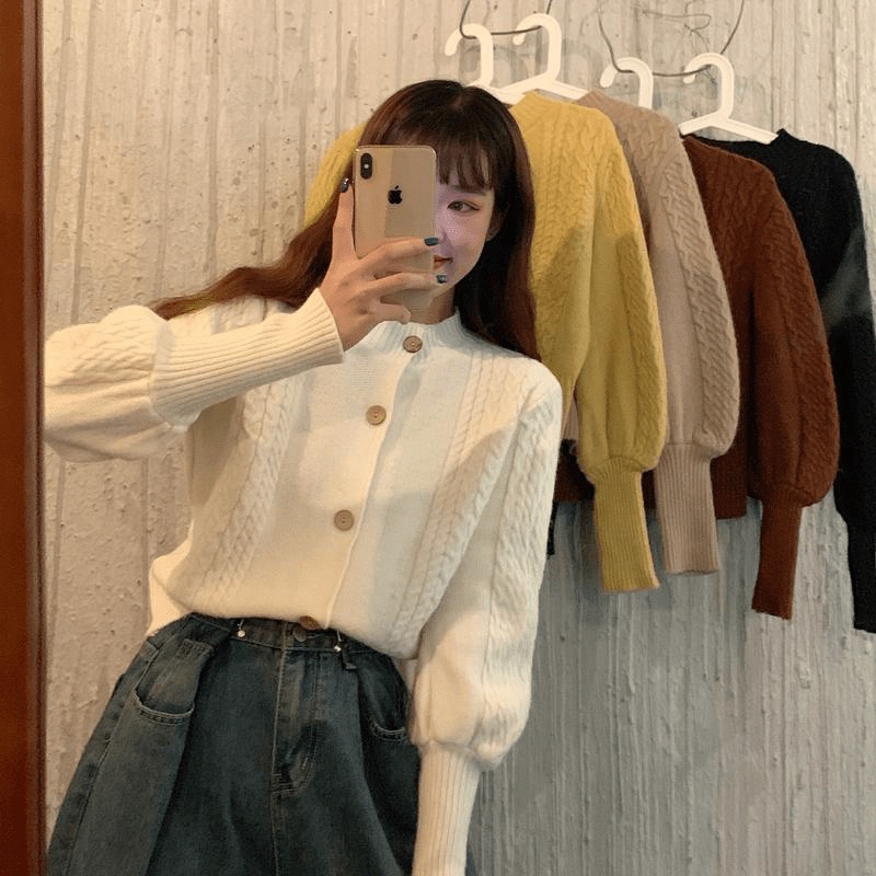 Áo len nữ phong cách Hàn Quốc đẹp, Thiết kế đường khâu màu tương phản áo len cardigan của phụ nữ 2022 mùa thu và mùa đôn