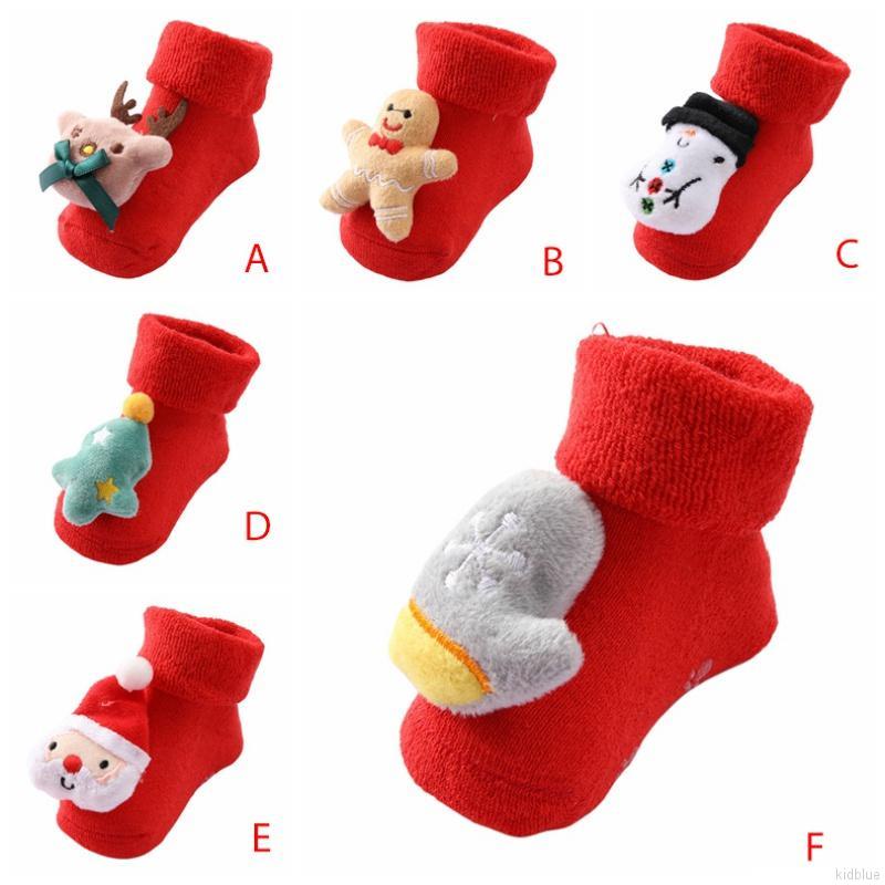 Vớ cotton hoạt hình Giáng sinh dễ thương chống trượt cho bé sơ sinh 0-1 tuổi