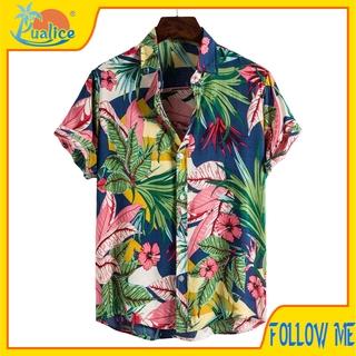Men Summer Shirt Casual Printed Short Sleeve Shirt Men Streetwear Shirt Hawaii Beach Oversize Men Fashion Henley Short Sleeve Shirt