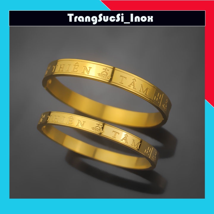 Sỉ vòng tay thiên tâm màu vàng hình tròn bản 6mm sáng đẹp, bền màu, Đeo tay vạn sự may