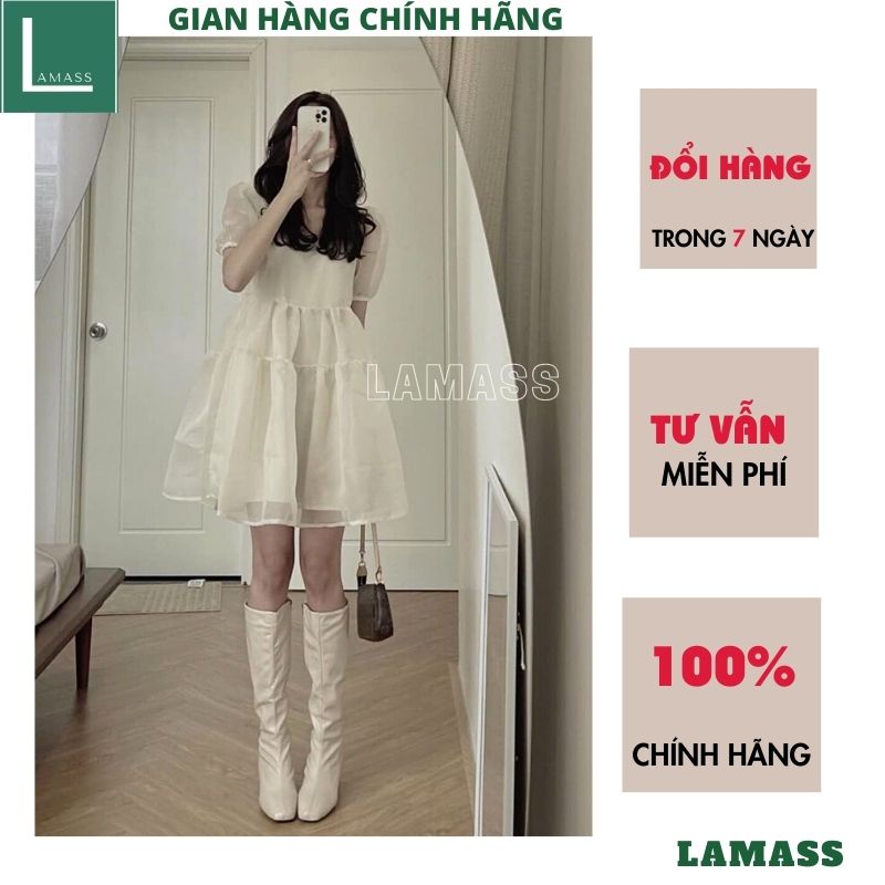 Đầm nữ babydoll voan 2 lớp tiểu thư bánh bèo dễ thương V-01 -LAMASS