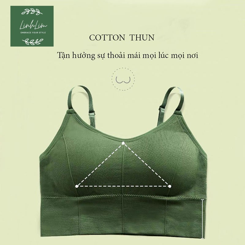 Áo Bra Gym/Yoga Thể Thao Dáng Croptop 2 Dây Sexy Co Dãn 4 Chiều - Cotton Đũi Mềm Mại, Thoáng Mát - linhlimshop