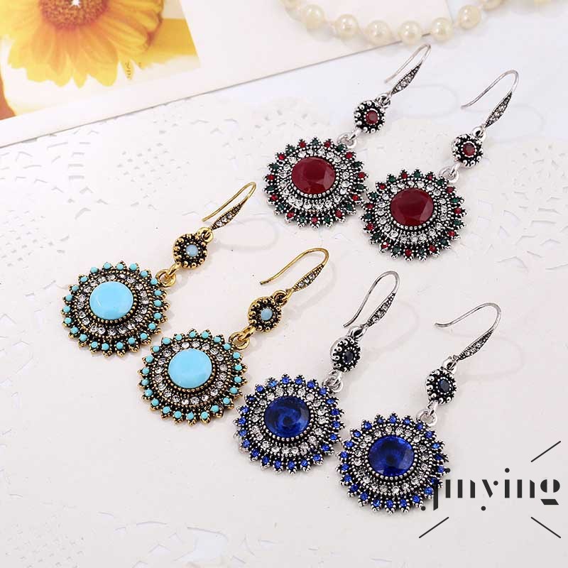 GETNOIVAS Bông tai hợp kim hình hoa hướng dương phong cách vintage