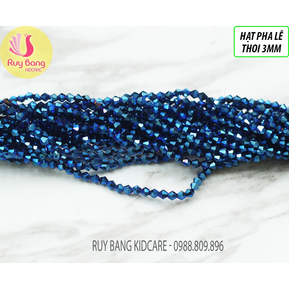Hạt pha lê thoi 3mm tông xanh dương
