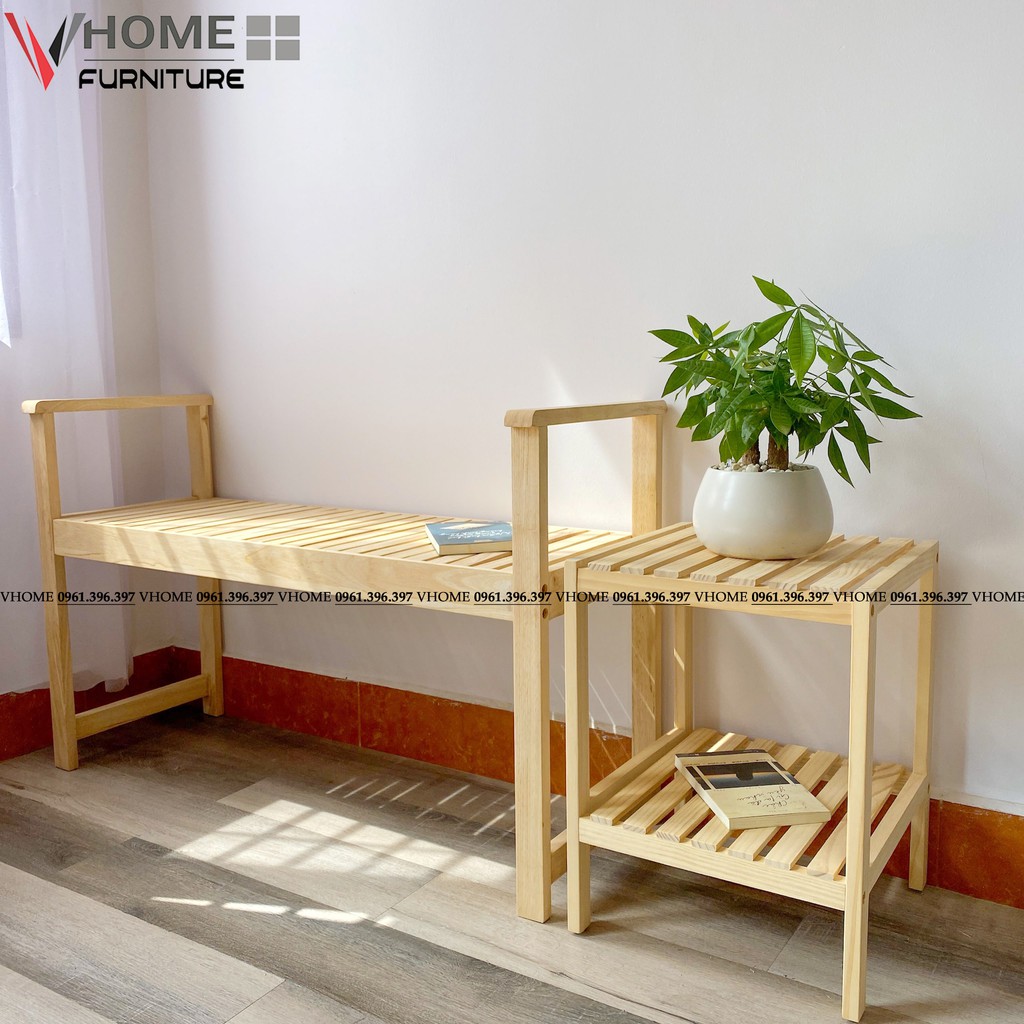 Kệ Đầu Giường Gỗ Thông VHOME Furniture Mặt Nan Gỗ 35cm x 35cm x 50cm Nội Thất Lắp Ráp | BigBuy360 - bigbuy360.vn