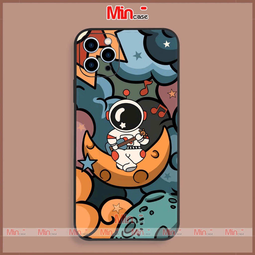 Ốp lưng iPhone Phi hành gia Nasa cạnh viền vuông silicon mềm dẻo cho iphone 6/6s/7/8/X/XS/11/12/13 Pro Plus Max