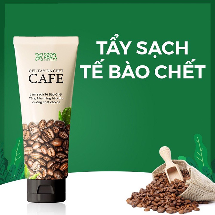 Gel tẩy da chết cà phê Cỏ Cây Hoa Lá Tẩy sạch tế bào chết cafe Cocayhoala sạch sâu sáng da 100g