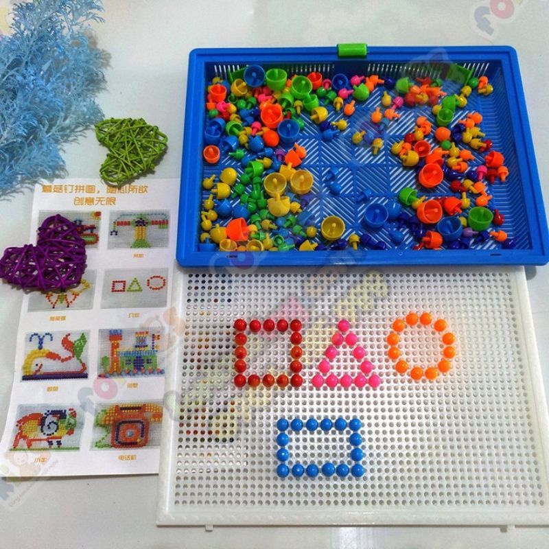 Đồ chơi ghép hình đinh nấm 296 chi tiết sáng tạo cho bé