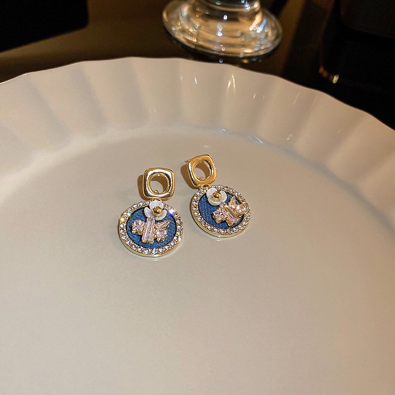 Khuyên Tai Hình Hoa Đính Đá Kiểu Dáng Mới Phong Cách Retro