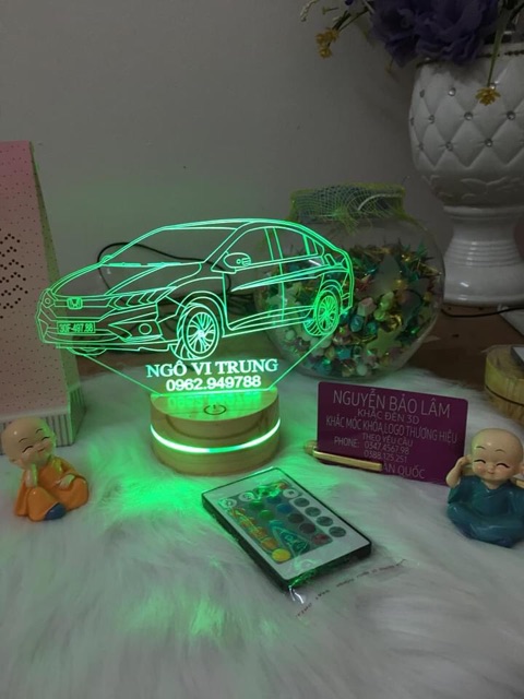 Đèn led 3D khắc theo yêu cầu , để taplo xe, để bàn trang trí, quảng cáo thương hiệu