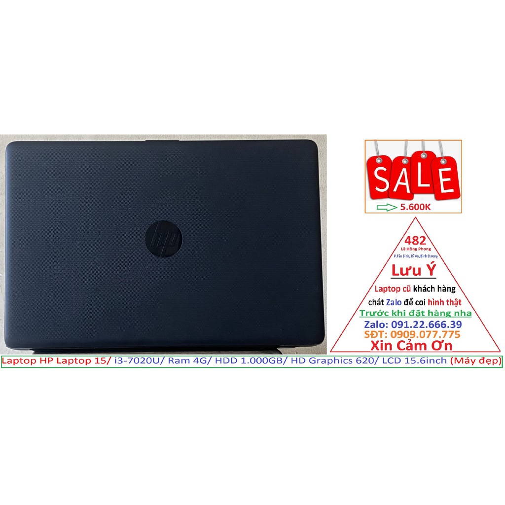 Laptop HP Laptop 15/ i3-7020U/ Ram 4G/ HDD 1.000GB/ HD Graphics 620/ LCD 15.6inch (Máy đẹp) | BigBuy360 - bigbuy360.vn