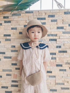 Set túi mũ bằng sợi thô cho bé
