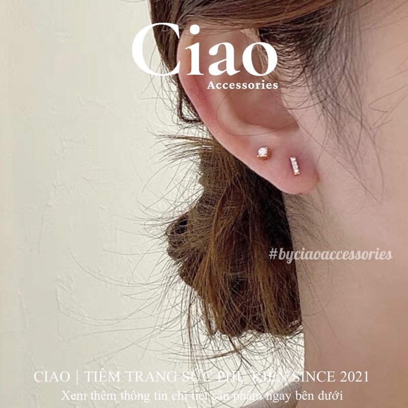 [HOẢ TỐC 1H] Set 5 khuyên tai/ bông tai mạ bạc S925 thiết kế đơn giản đính đá lấp lánh Limim Ciao