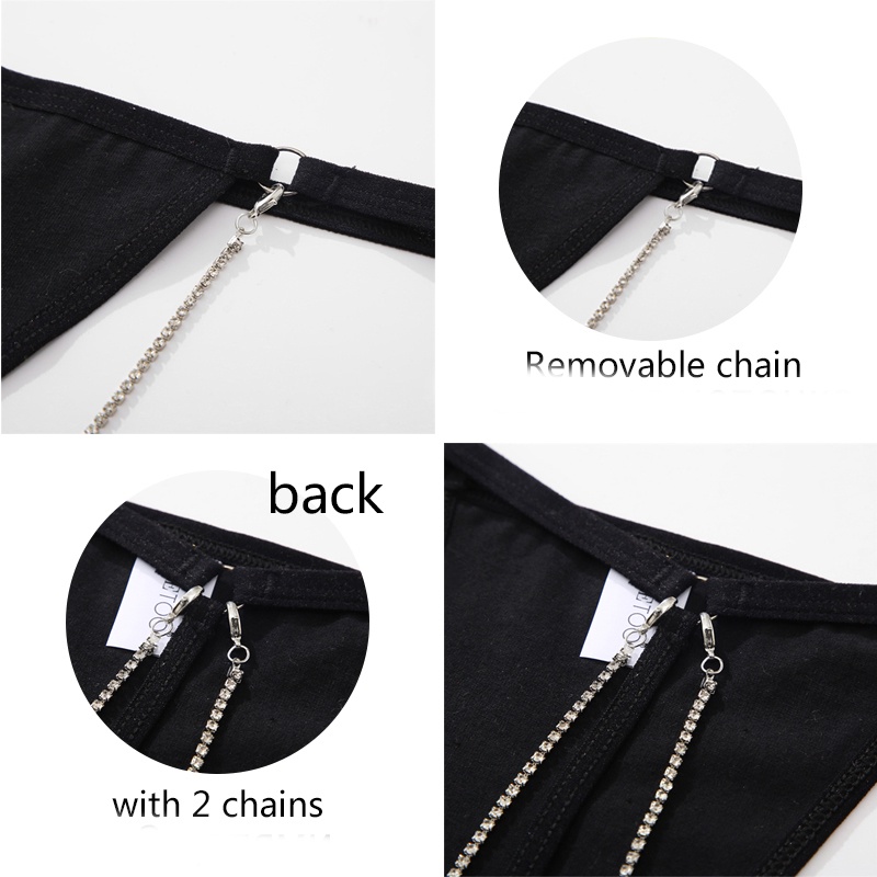 Quần lót lọt khe cotton CUTEBYTE size S-L cạp thấp phối sợi xích có thể tháo rời đơn giản gợi cảm cho nữ