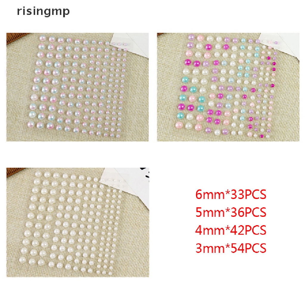 Set 165 Miếng Dán Hình Bán Nguyệt Đính Ngọc Trai Trang Trí Sổ Tay DIY ♨Trên đó