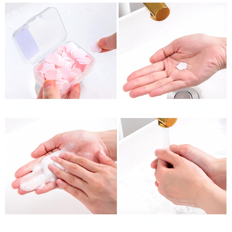 Xà Phòng Giấy Rửa Tay Hình Cánh Hoa Mini Dùng Một Lần Cho Bé