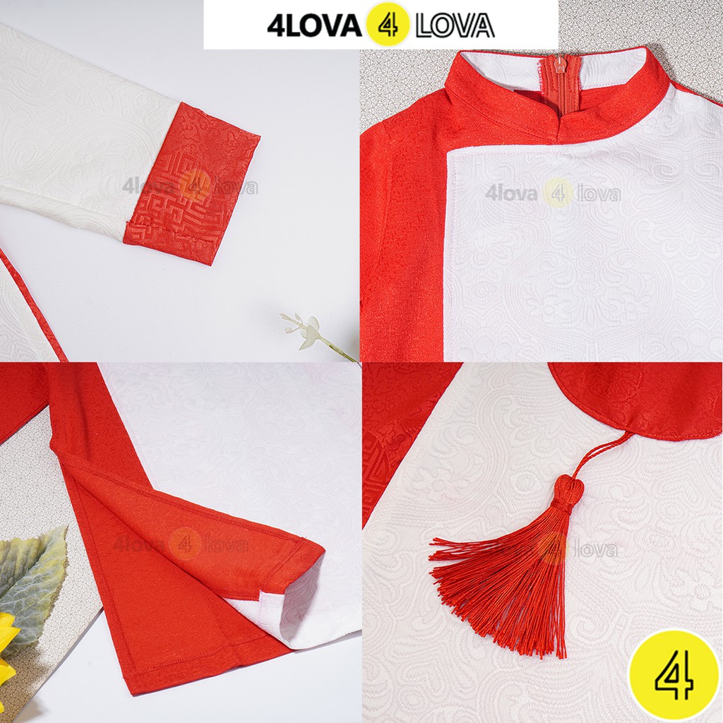 Áo dài bé trai 4LOVA cách tân chất liệu gấm cao cấp thiết kế độc đáo cho mùa lễ hội từ 1 đến 10 tuổi