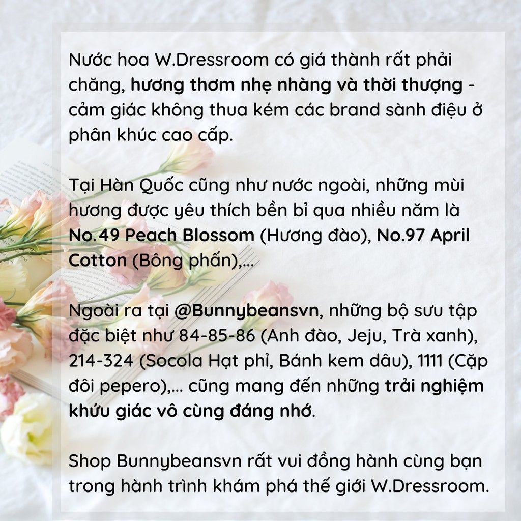 Nước hoa xịt vải xịt quần áo WDRESSROOM Hàn Quốc [cập nhật mùi mới] 🍒 BunnyBeans