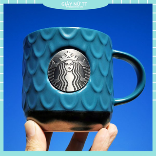 Cốc Cà Phê Gốm Họa Tiết Huy Hiệu Starbuck Vảy Cá Bằng Đồng Phong Cách Cổ Điển Phiên Bản Giới Hạn