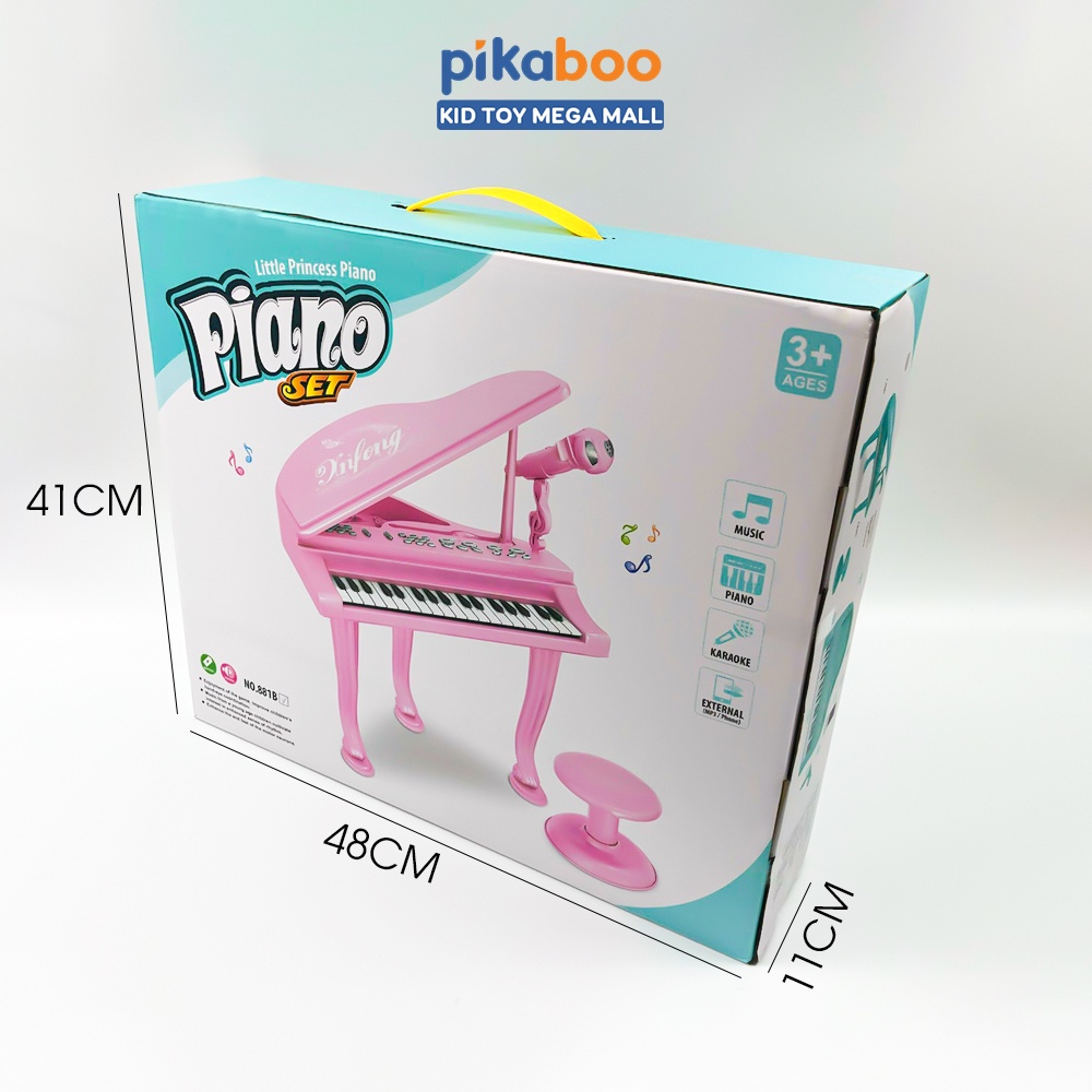 [Mã giảm 100k đơn 250k] Đàn Piano cho bé màu hồng cao cấp Pikaboo cỡ to đại có ghế ngồi kèm micro chuẩn âm thanh