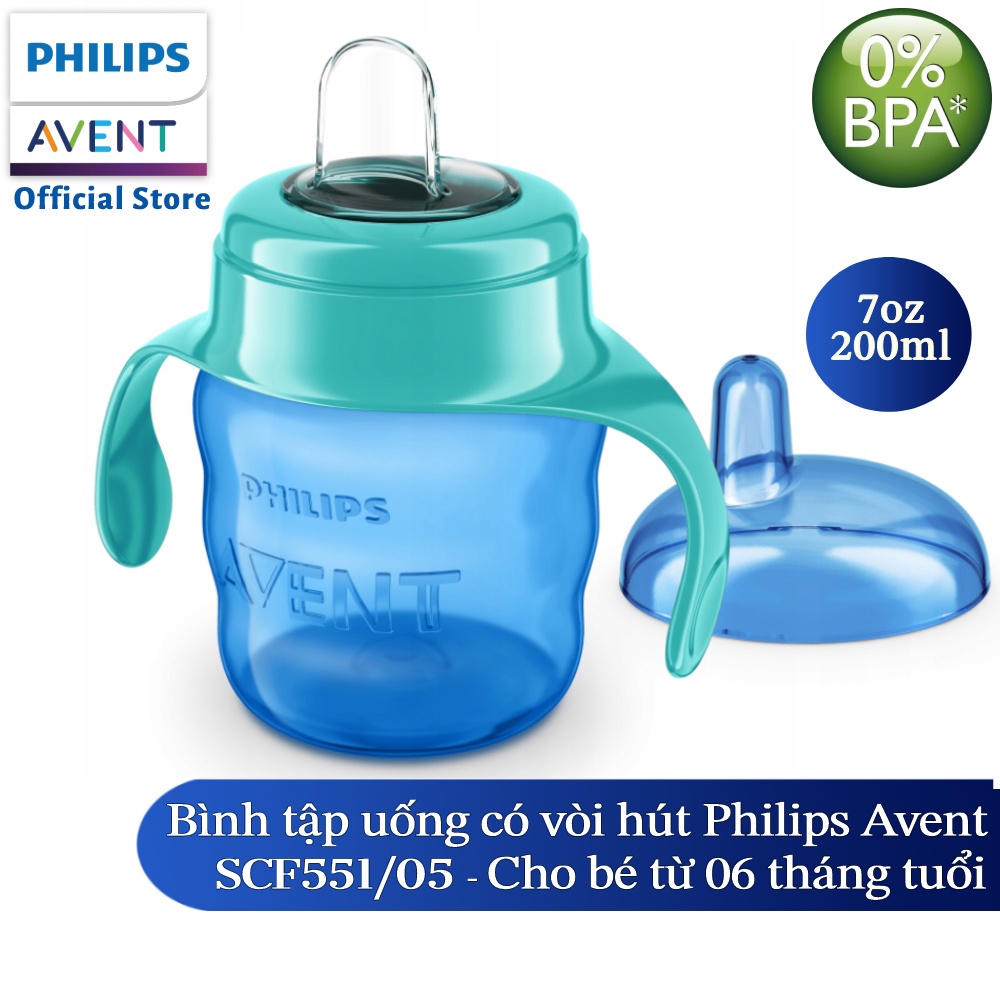 Bình tập uống nhiều màu Philips Avent 200ml cho trẻ từ 6 tháng