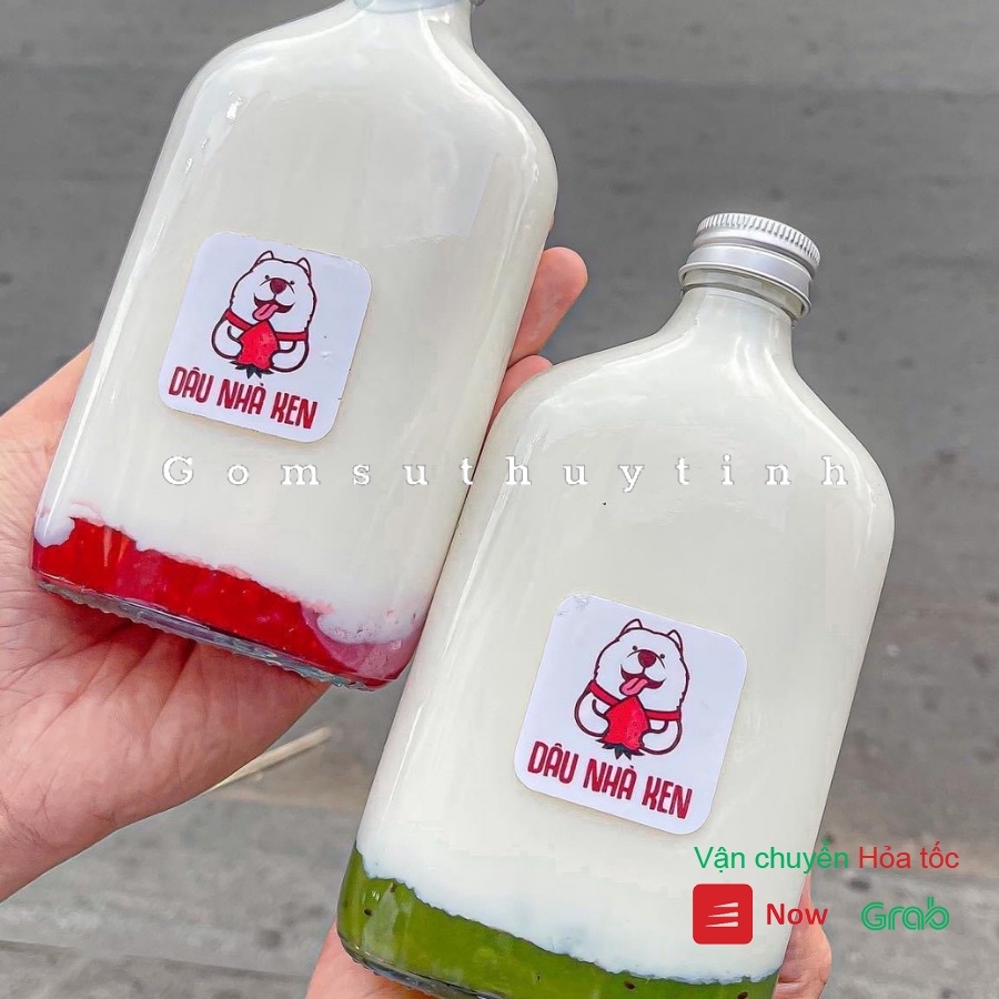 Chai thủy tinh/ Binh thủy tinh dẹt cổ cao nắp thiếc 500ml đựng coldbrew, coffee